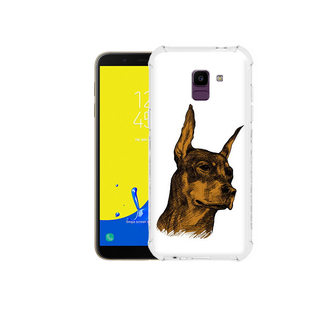 

Чехол MyPads Tocco для Samsung Galaxy J6 (2018) скетч доберман, Прозрачный, Tocco