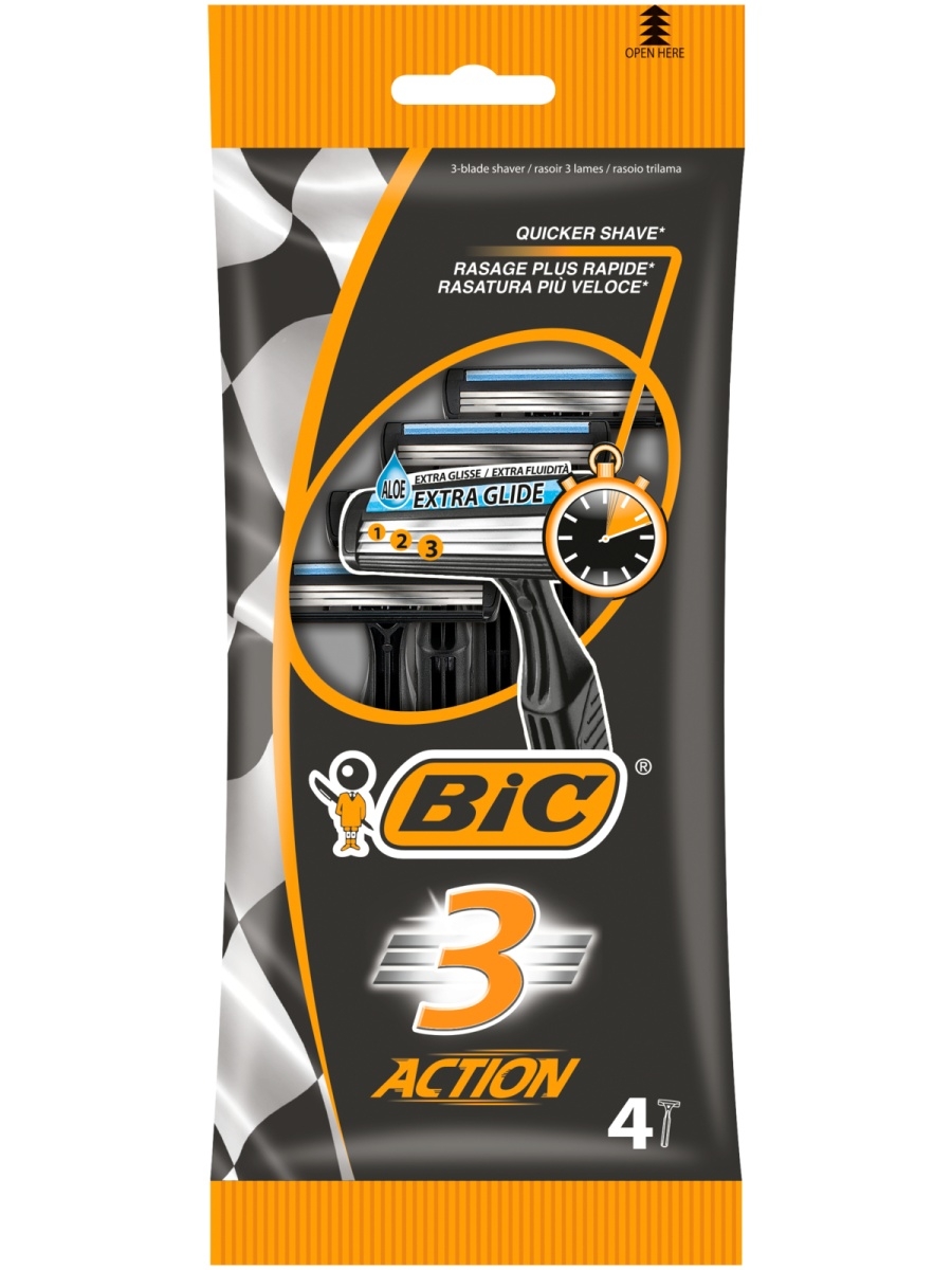 Станок для бритья BIC 3 Action 4 шт станки для бритья каждый день одноразовые 5 шт