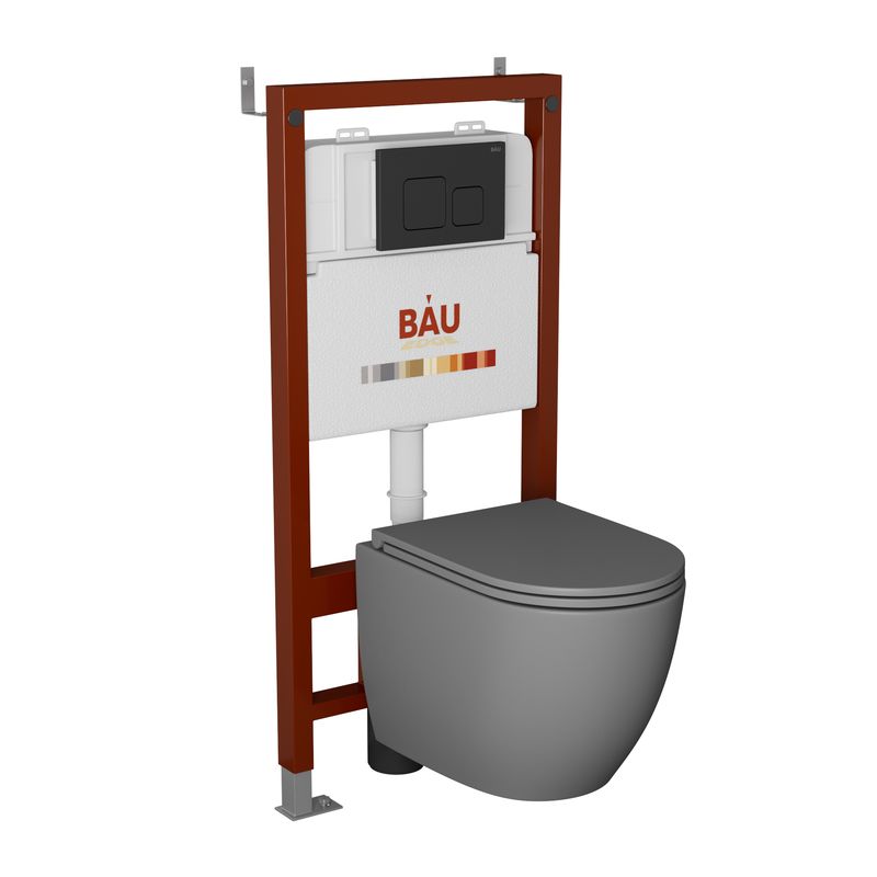 Комплект BAU 6 в 1: инсталляция BAU PRO, унитаз Bau Dream Hurricane-2, кнопка BAU Soul