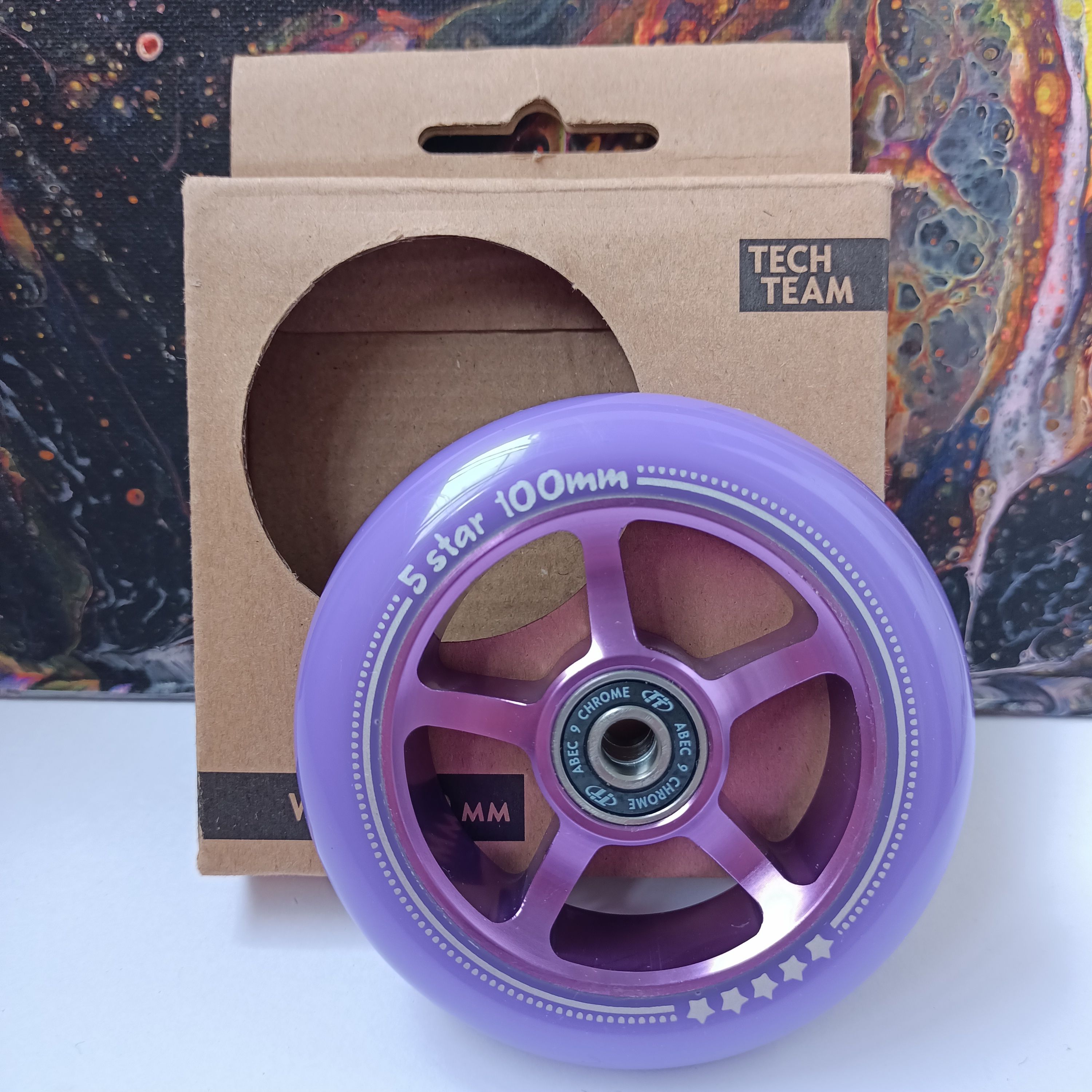 

Колесо для трюкового самоката 100х24 mm Tech Team 5 Star с подшипником ABEC 9 фиолетовое, Фиолетовый