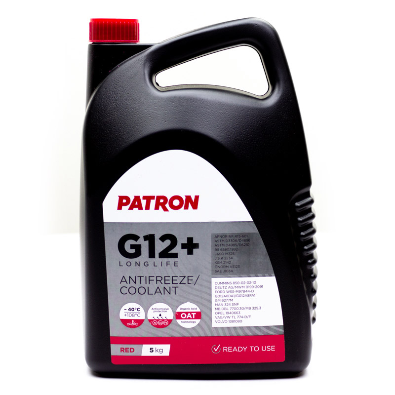 Антифриз PATRON красный G12+ LONG LIFE, (-40C), 5 кг