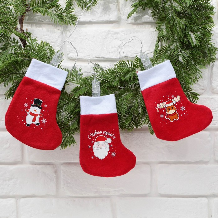 

Зимнее волшебство Набор мешки-носочки и гирлянда с прищепками "Весёлого Нового года!", Красный