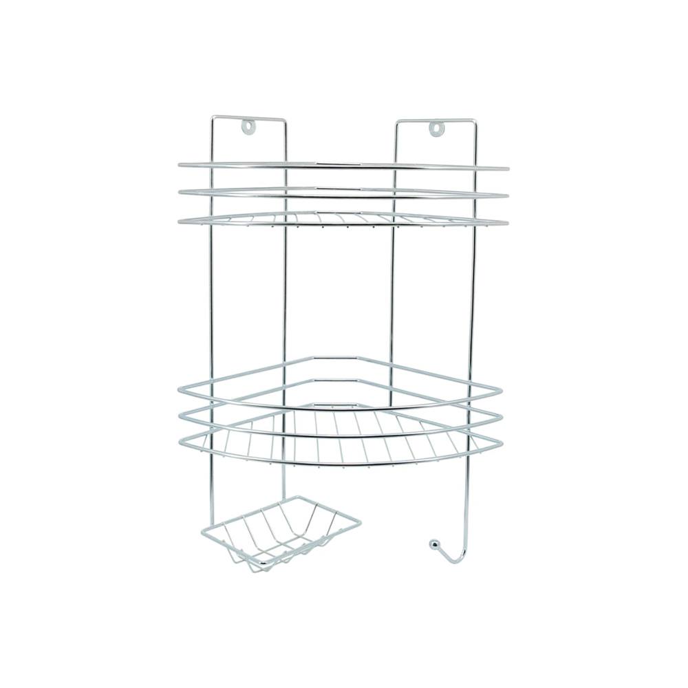 Полка для ванной комнаты Rosenberg RUS-385291-2Zn угловая 2-х ярусная с мыльницей хром