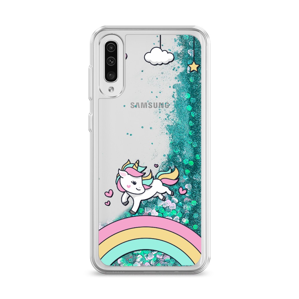 

Жидкий чехол с блестками "Единорог на радуге" на Samsung Galaxy A30s, 28895-1