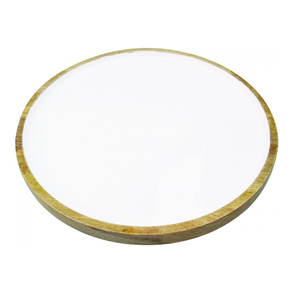 фото Поднос сервировочный be home mango wood&white enamel, 37.5см, 100-33be