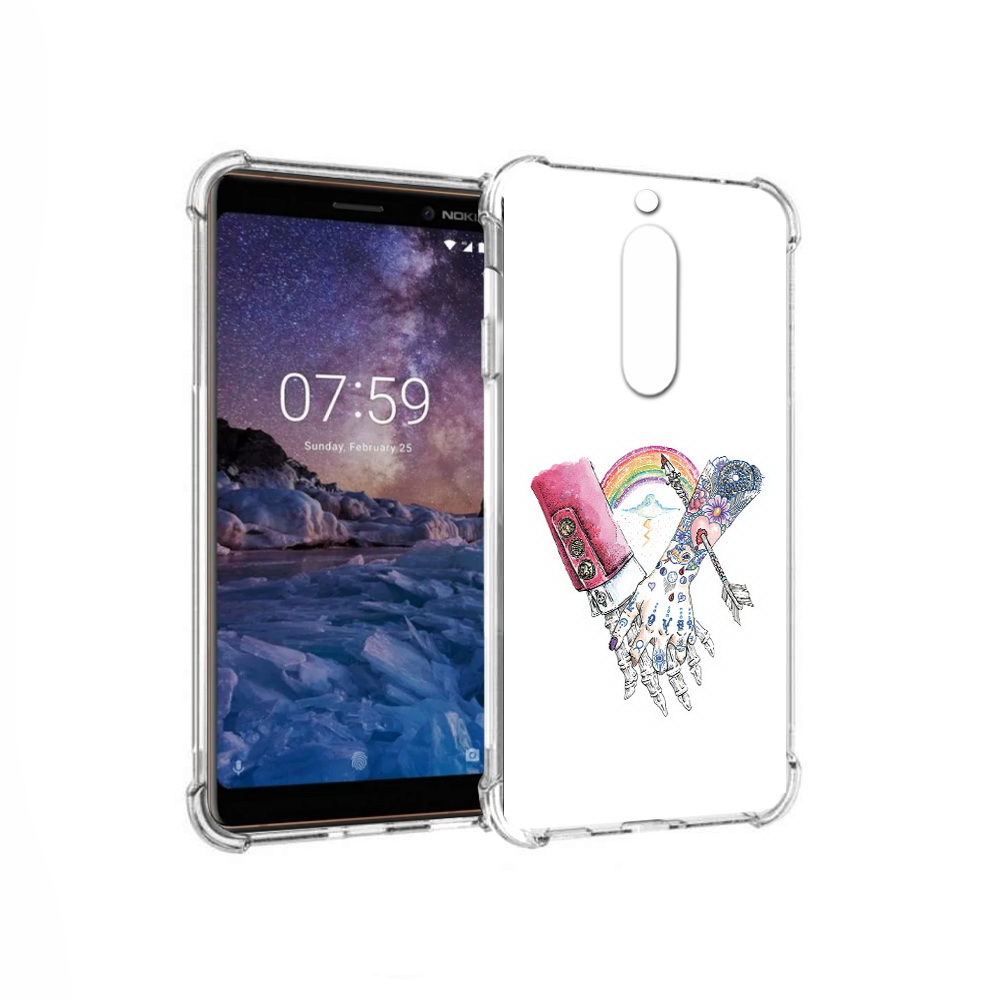 

Чехол MyPads Tocco для Nokia 7 абстракция руки в татуировках (PT95887.123.212), Прозрачный, Tocco