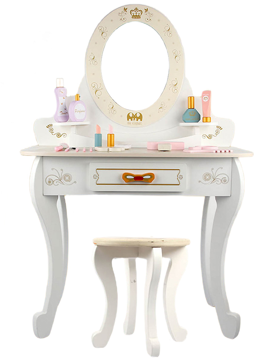 Детский туалетный столик - трюмо (59,5х25,5х90 см, деревянный, стульчик, аксессуары) playmobil конструктор туалетный столик принцессы