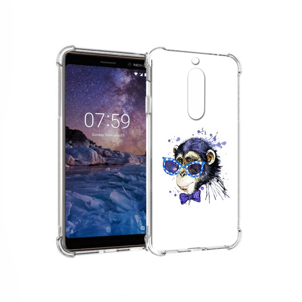 

Чехол MyPads Tocco для Nokia 7 акварельная обезьяна (PT95887.123.216), Прозрачный, Tocco