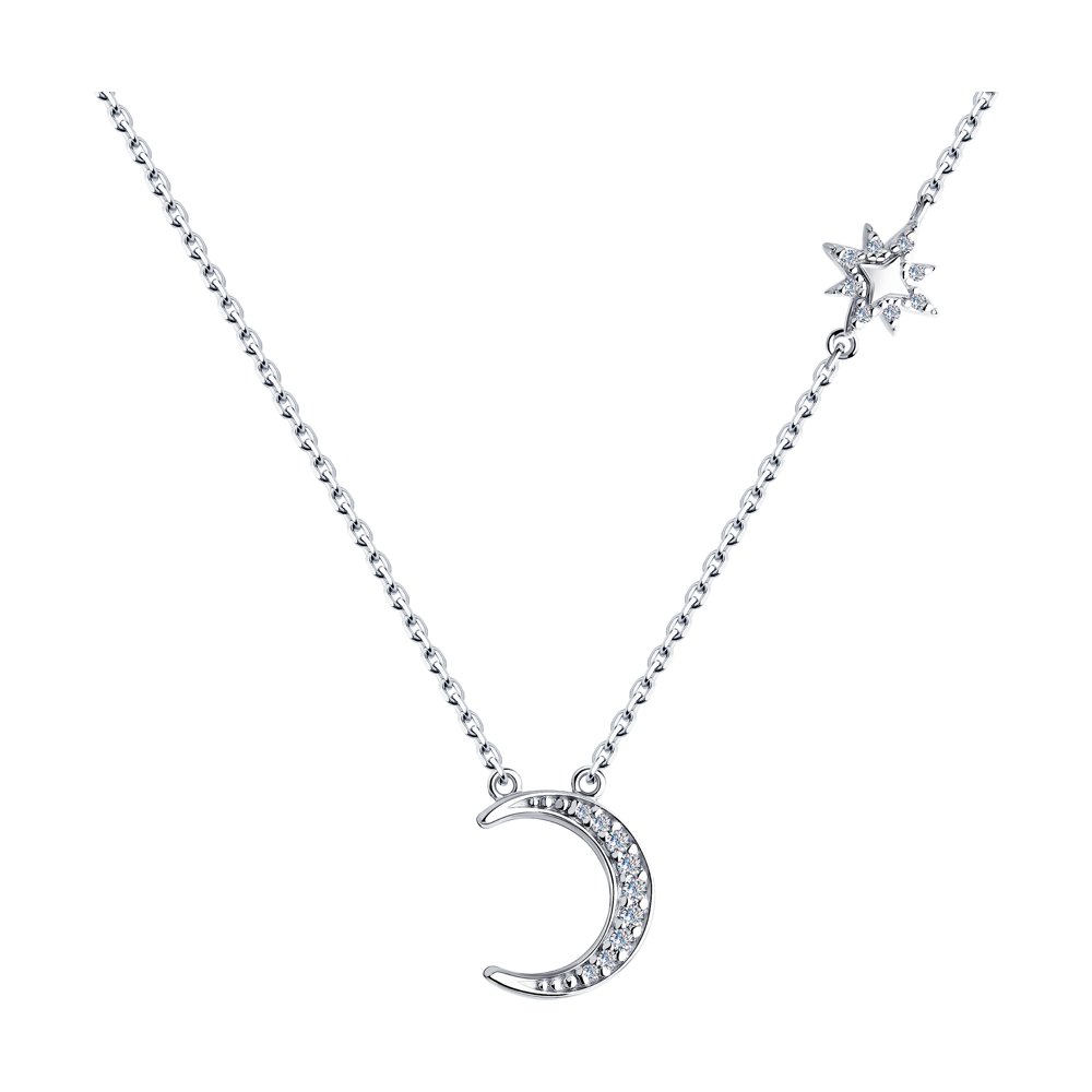 

Колье из серебра 45 см SKLV 94070346, фианит, 94070346
