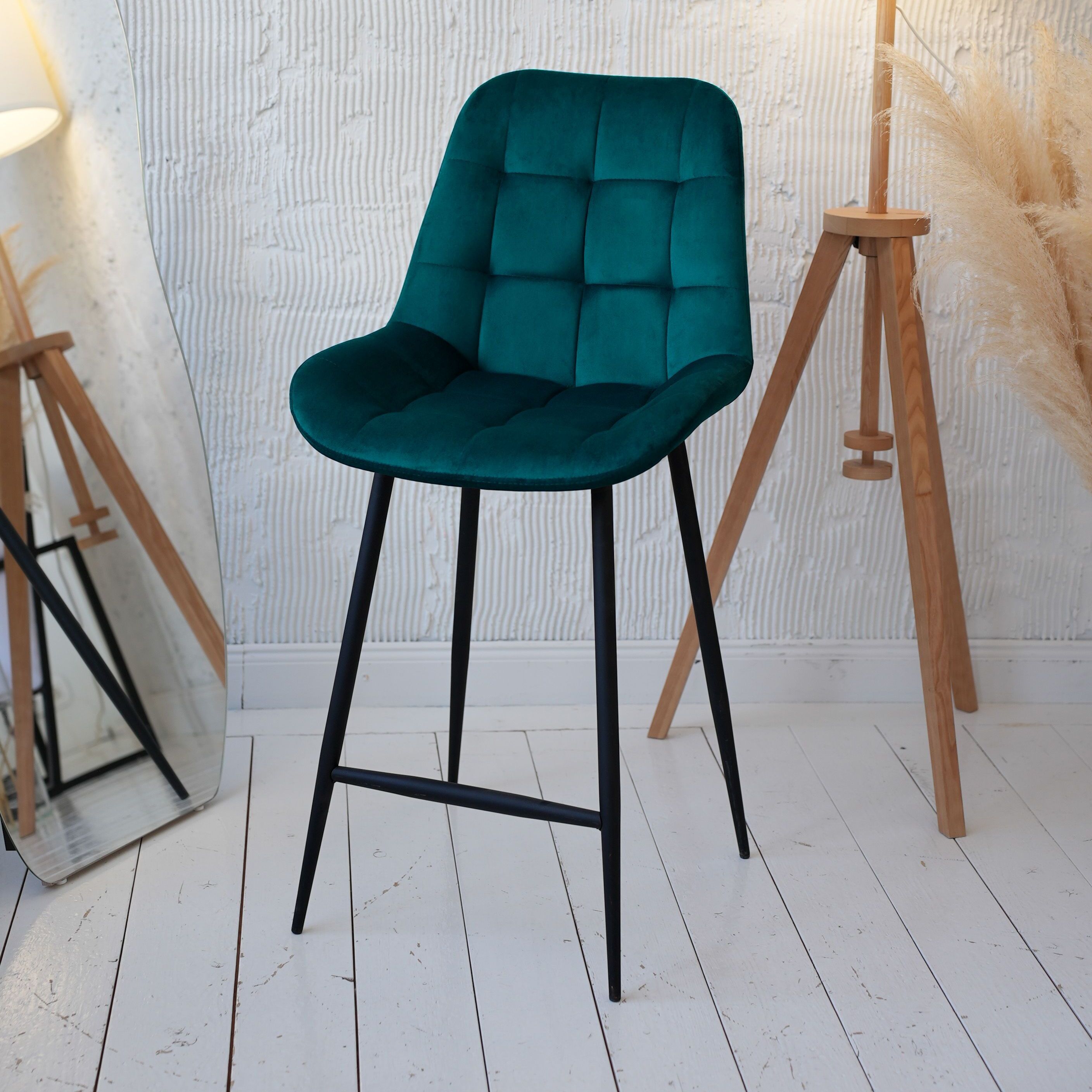 Барный стул со спинкой ForPost Мартин премиум, изумруд, 1шт