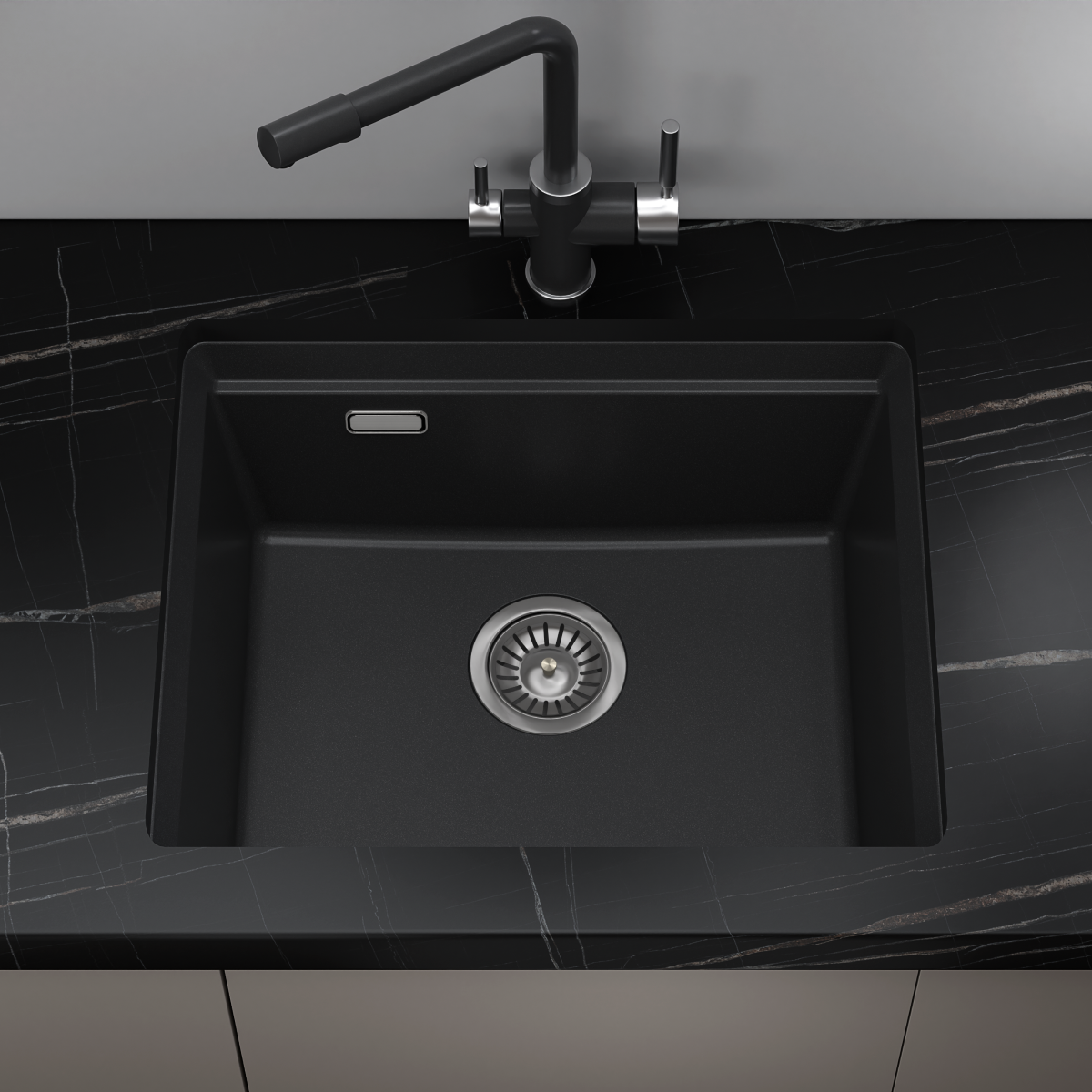 Кухонная мойка Online Comfort 5553 Шварц, подстольная/врезная раковина для кухни