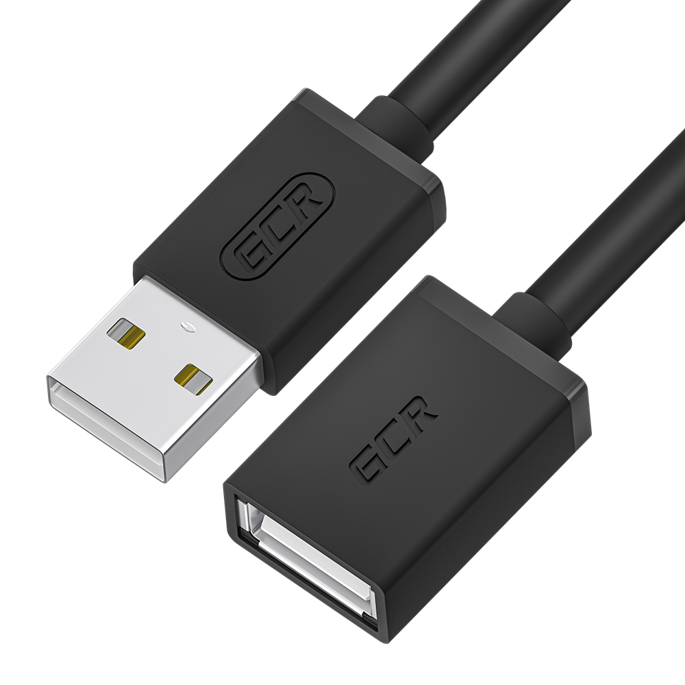 Удлинитель GCR GCR-UEC5 0.3м USB 2.0, AM/AF, черный