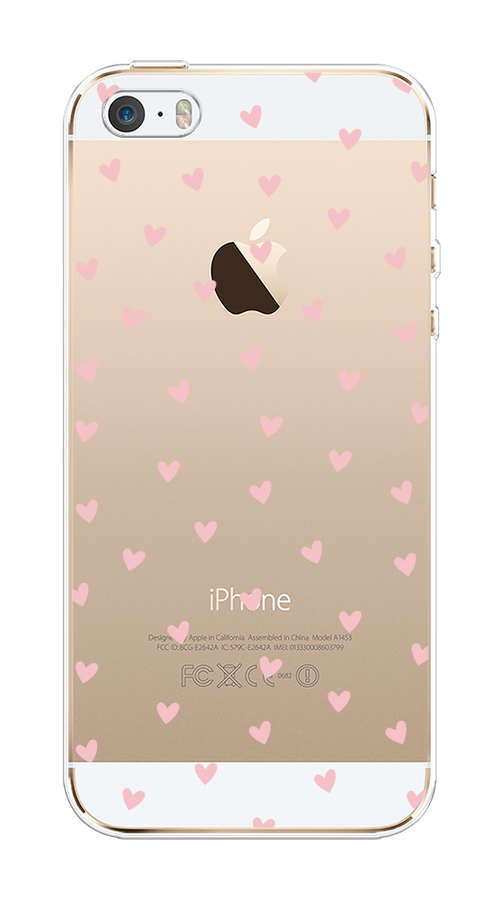 

Чехол на Apple iPhone 5/5S/SE "Розовые сердечки паттерн", Розовый;прозрачный, 10350-1