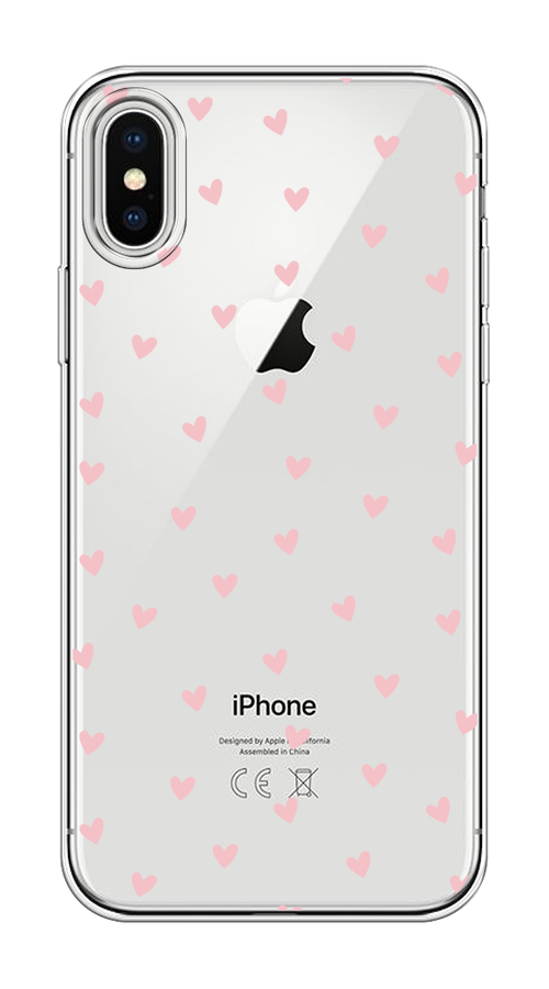 

Чехол на Apple iPhone X/XS "Розовые сердечки паттерн", Розовый;прозрачный, 11850-1
