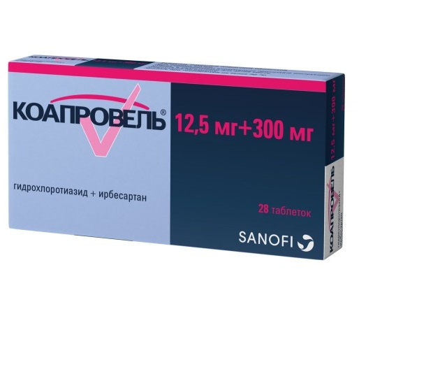 Купить Коапровель таблетки 300 мг+12, 5 мг 28 шт., Aventis Pharma, Франция