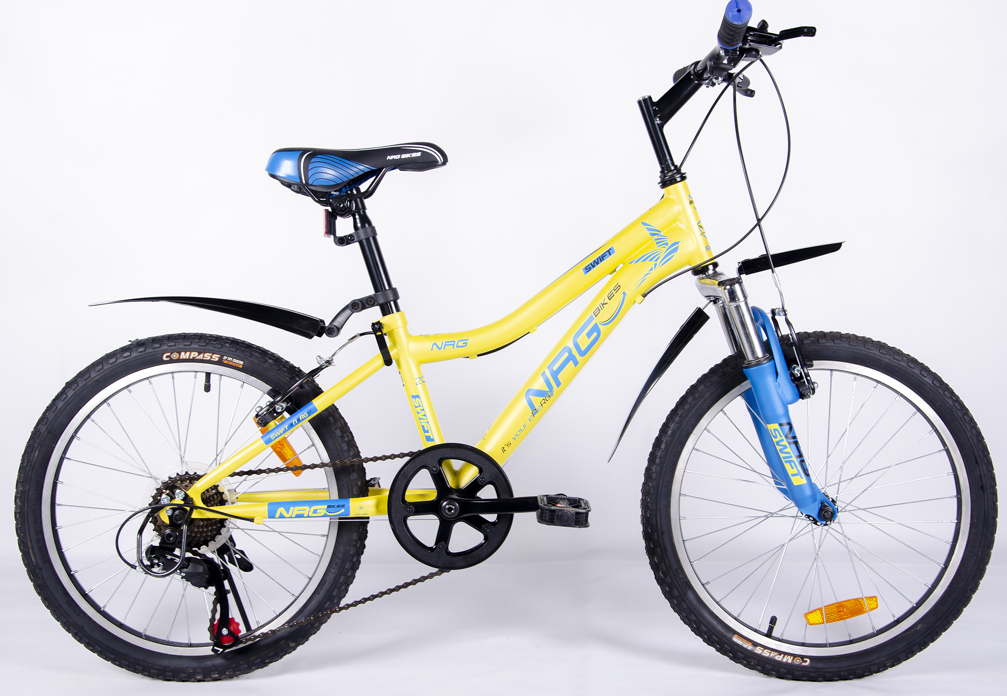 фото Скоростной велосипед nrg bikes swift, 20", lemon-blue-black