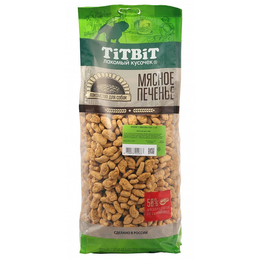 

Лакомство для собак TiTBiT Крекер с мясом утки, 1,1 кг