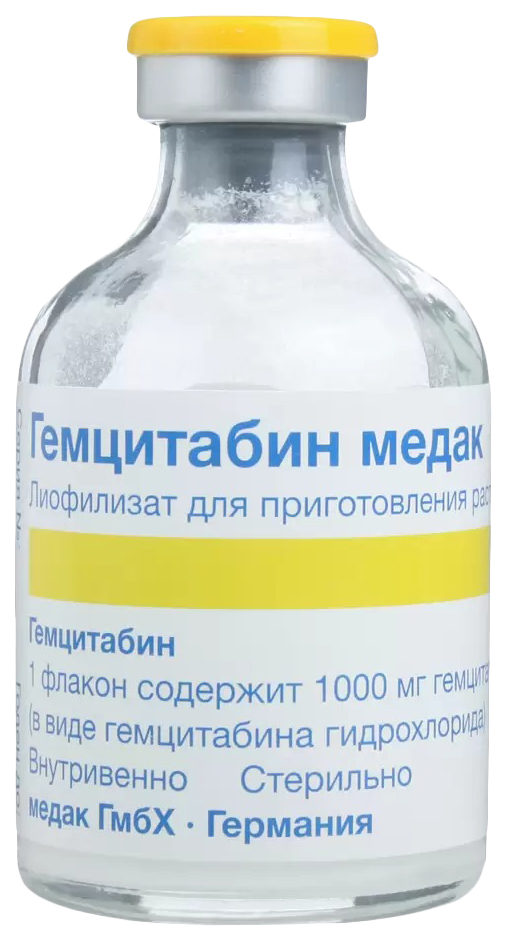 Купить Гемцитабин-Медак лиофилизат для раствора для инфузий 10 мг/мл флакон 100 мл, Oncotec Pharma