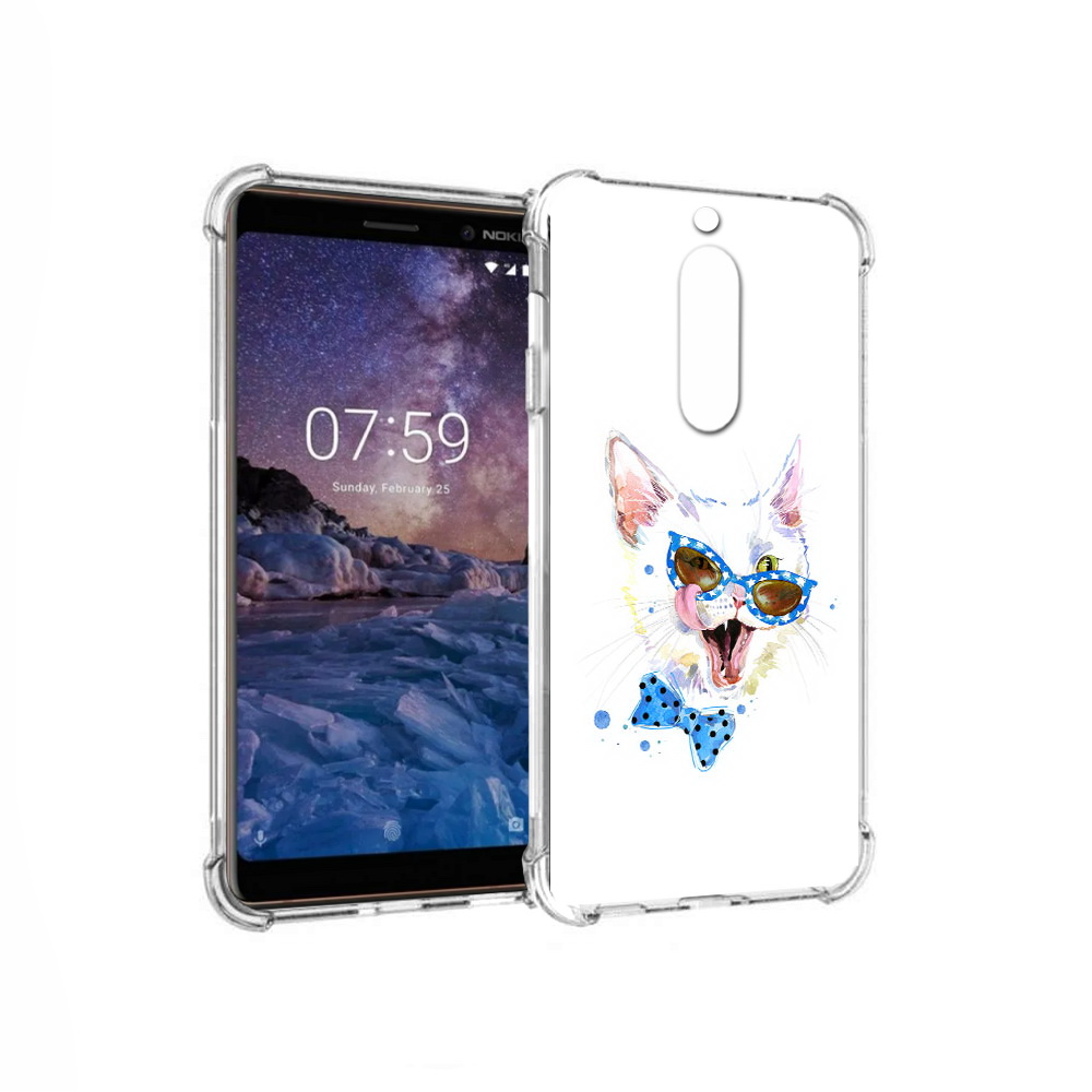 

Чехол MyPads Tocco для Nokia 7 белый кот (PT95887.123.229), Прозрачный, Tocco