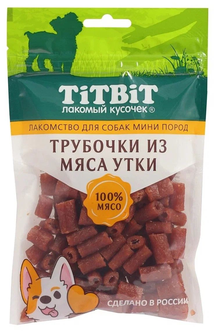 

Лакомство для собак TiTBiT Трубочки из мяса утки, для мини-пород, 100 г