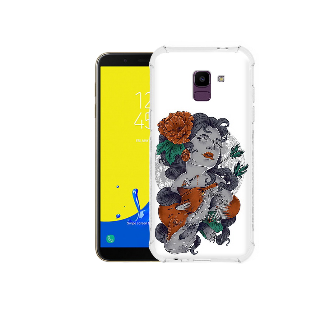 

Чехол MyPads Tocco для Samsung Galaxy J6 (2018) темная девушка с лисой, Прозрачный, Tocco