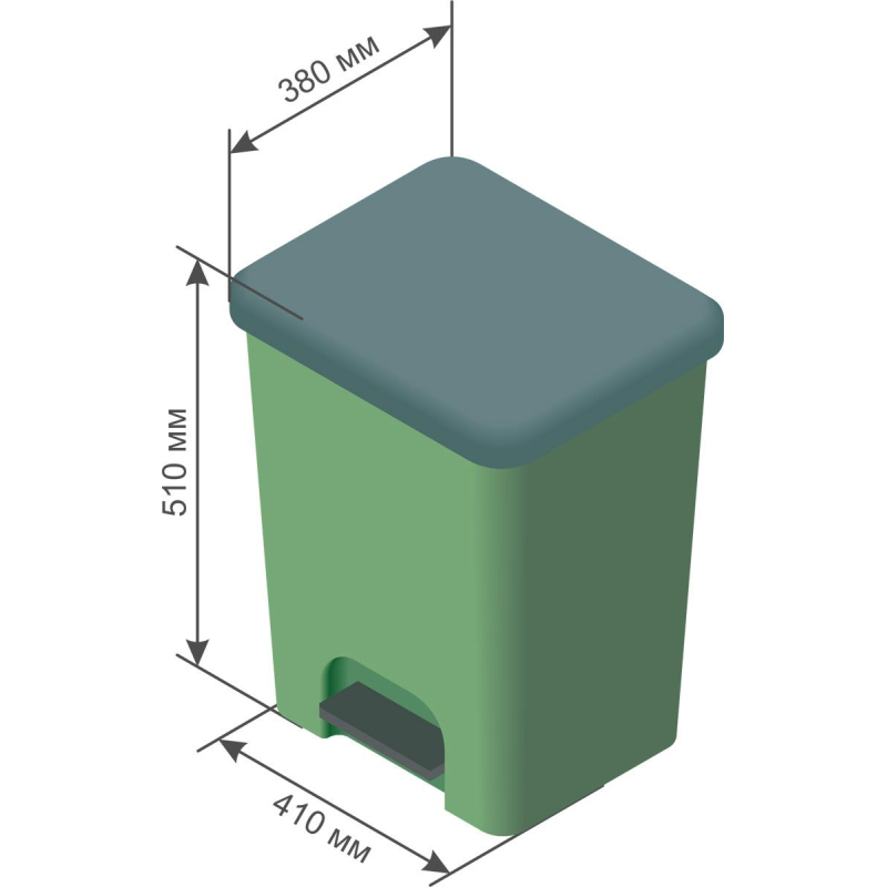 фото Контейнер-бак мусорный 40л с педалью, зеленый noname