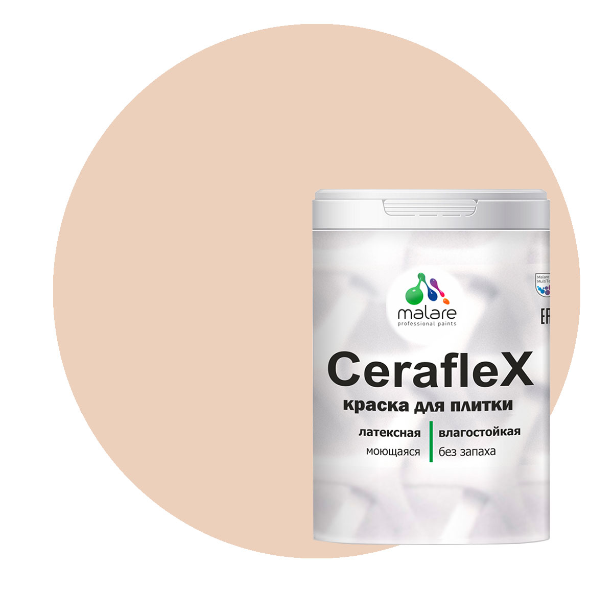 Краска Malare Ceraflex для кафельной плитки и стен в ванной, эффект дежавю, 2 кг