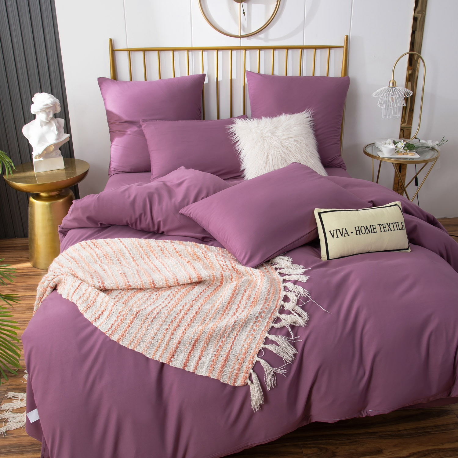 фото Комплект постельного белья ситрейд 2 спальный однотонный баклажановый