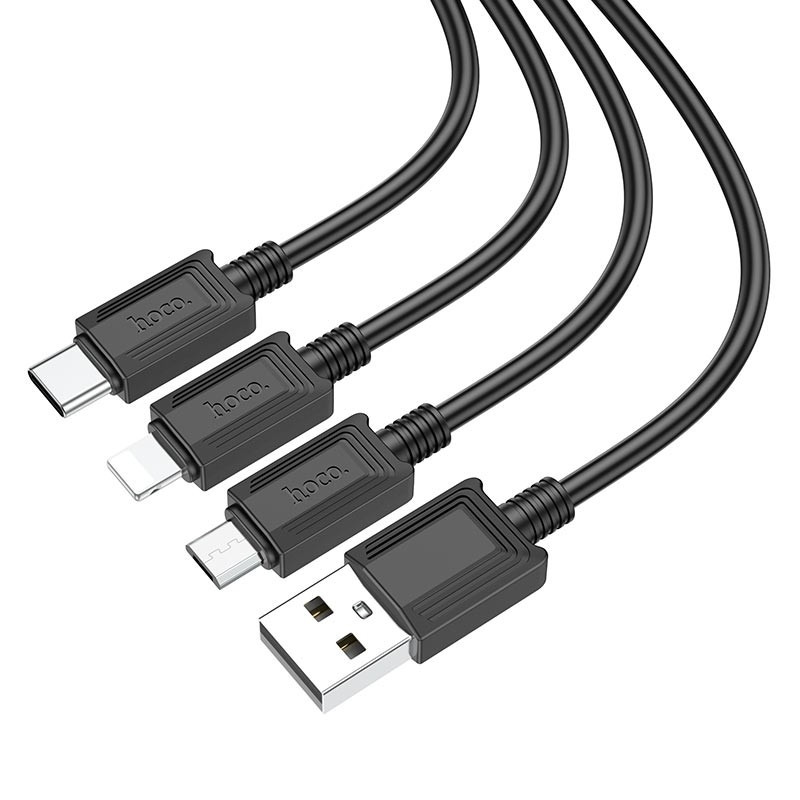 

Кабель Hoco X74 USB - Type-C / Lightning / Micro USB, 2 А, 1 м Black, X74