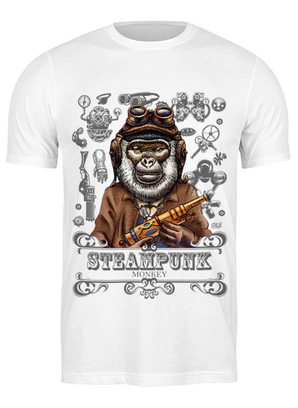 

Футболка мужская Printio Steampunk monkey белая L, Steampunk monkey