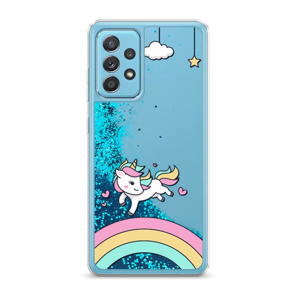 

Жидкий чехол с блестками "Единорог на радуге" на Samsung Galaxy A52s, 2106593-1