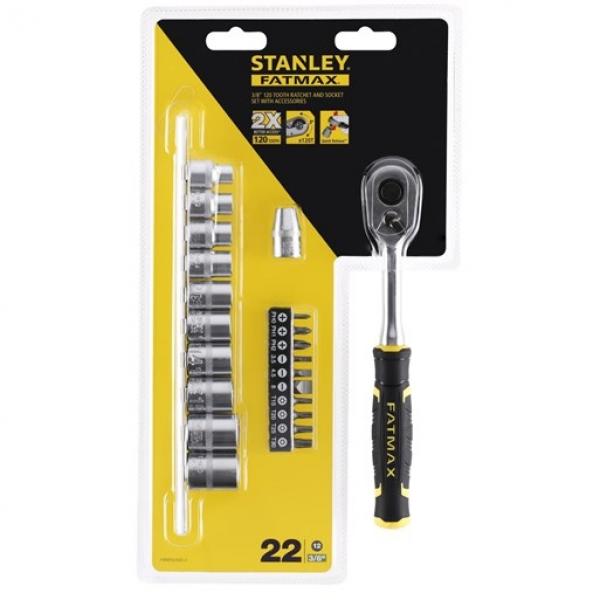 

Трещотка FATMAX STANLEY T82680-0, 3/8"-120 зубцов, головок и бит, FMMT82680-0