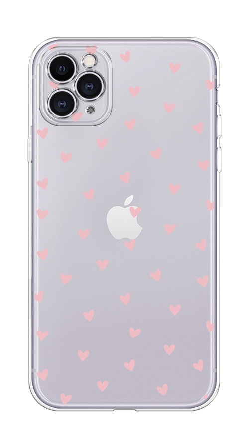 

Чехол на Apple iPhone 11 Pro Max "Розовые сердечки паттерн", Розовый;прозрачный, 12250-1