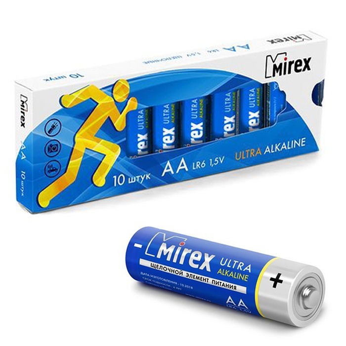 

Mirex LR6/AA 1,5V, в упаковке 10 шт