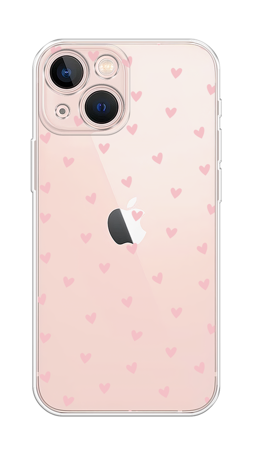 

Чехол на Apple iPhone 13 mini "Розовые сердечки паттерн", Розовый;прозрачный, 14150-1