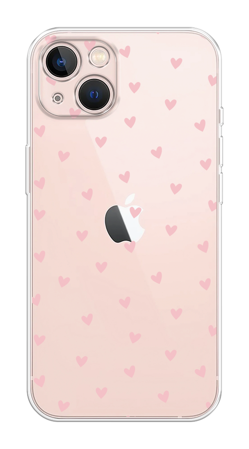 

Чехол на Apple iPhone 13 "Розовые сердечки паттерн", Розовый;прозрачный, 14250-1