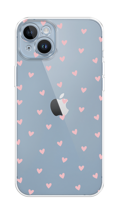 

Чехол на Apple iPhone 14 "Розовые сердечки паттерн", Розовый;прозрачный, 15150-1