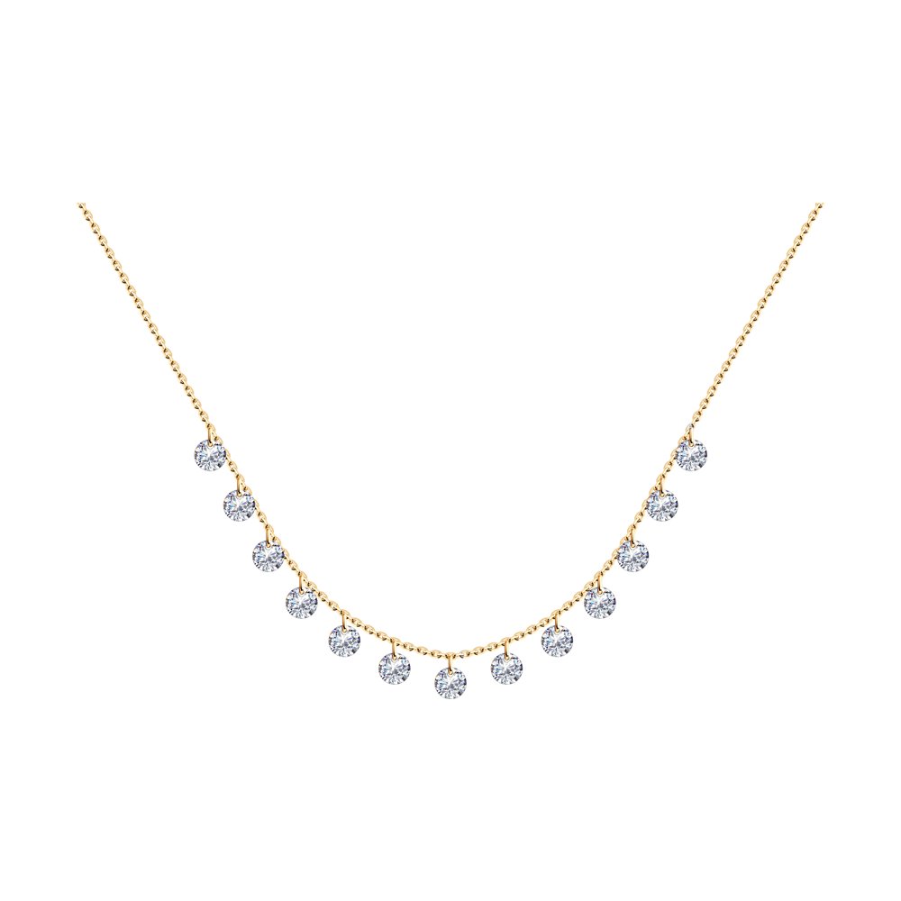 

Колье из серебра 45 см SOKOLOV 93070058, фианит, 93070058
