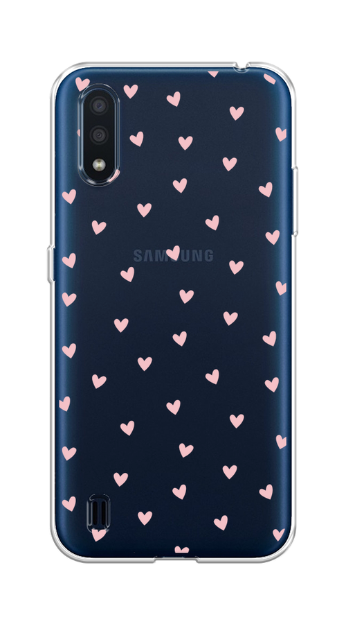 

Чехол на Samsung Galaxy M01 "Розовые сердечки паттерн", Розовый;прозрачный, 2101150-1