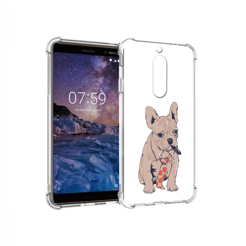 

Чехол MyPads Tocco для Nokia 7 бульдог с сигарой (PT95887.123.250), Прозрачный, Tocco