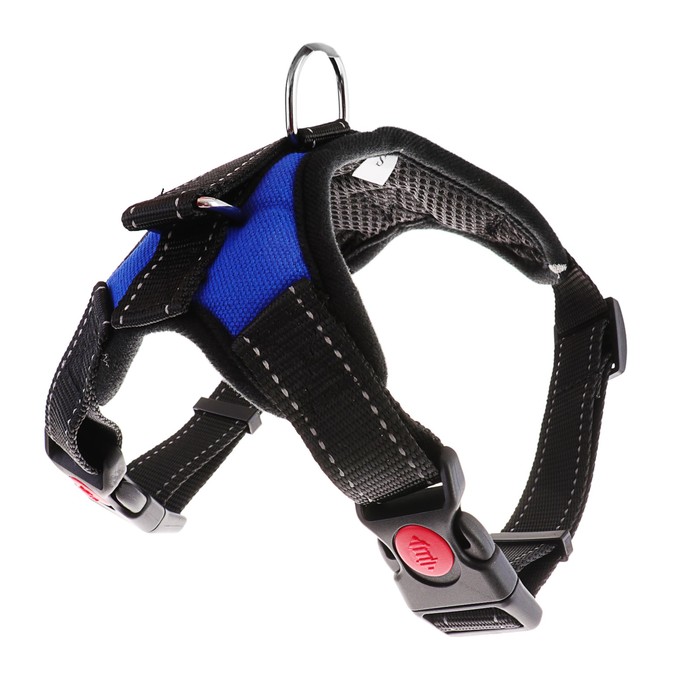 

Шлейка для собак Пижон светоотражающая, синяя, XL, обхват шеи 54-69 см, ог 64-86 см, Синий;черный