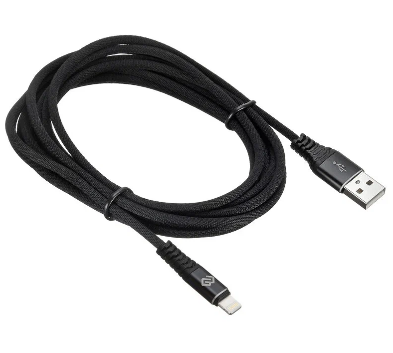 

Кабель Digma LIGHT-3M-BRAIDED-BLK USB (m)-Lightning (m) 3м черный