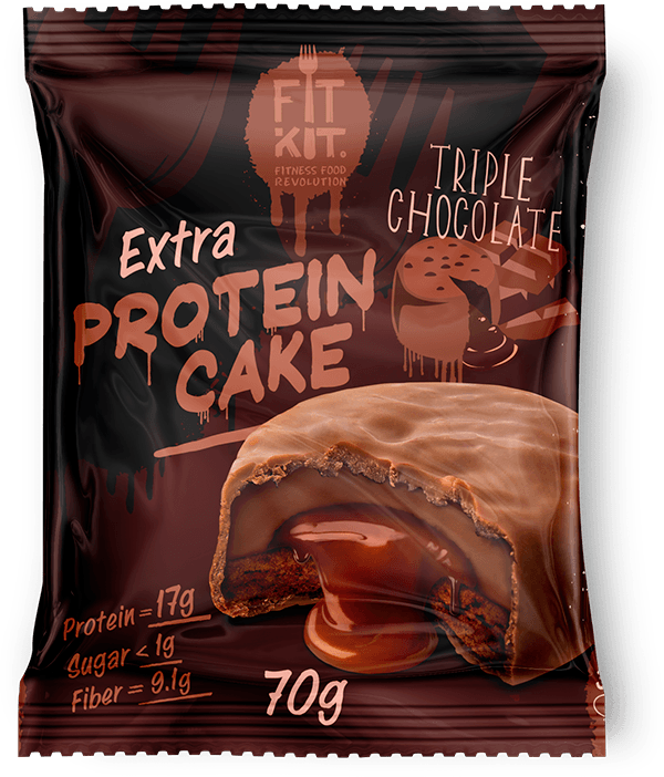 Печенье Fitkit Extra Protein Cake Тройной шоколад протеиновое 70 г х 12 шт