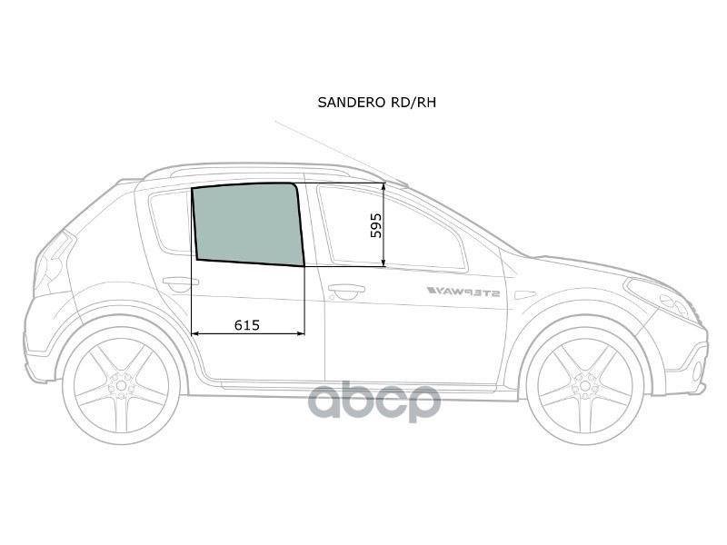 

Стекло Боковое Опускное (Сзади/ Справа/ Цвет Зеленый) Renault Sandero 09-14 / Dacia Sander