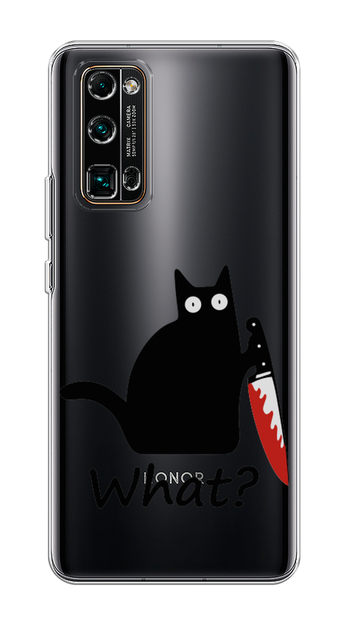 

Чехол на Honor 30 Pro Plus "Котик с ножом", Черный;красный, 612250-6