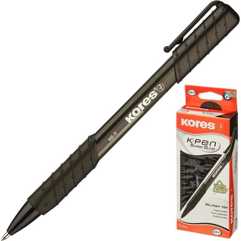 Ручка шариковая Kores К6, черная, 0,5 мм, 1 шт.