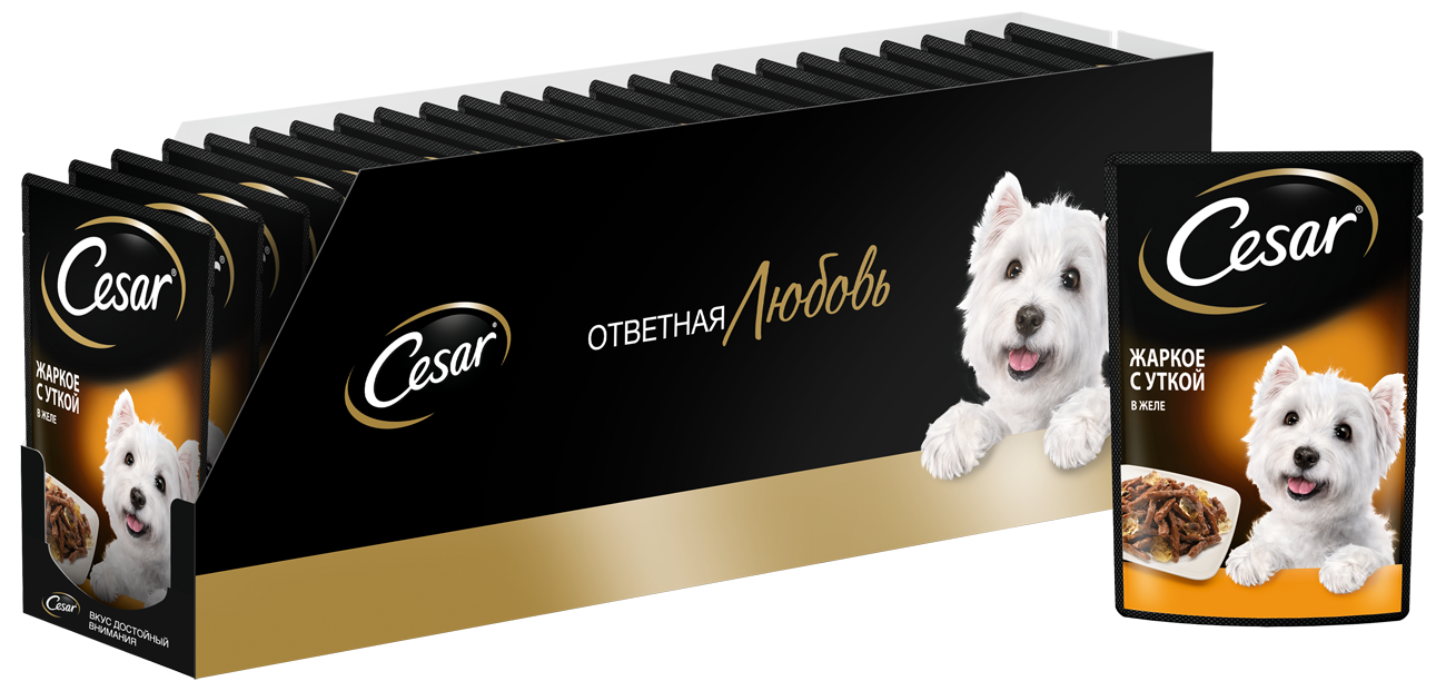 фото Влажный корм для собак cesar , утка, 28шт, 85г