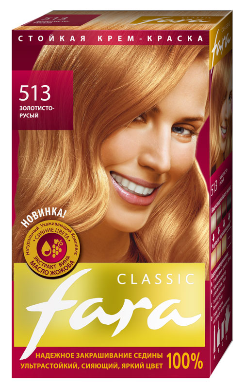 фото Краска для волос fara "classic", тон 513, золотисто-русый красная линия