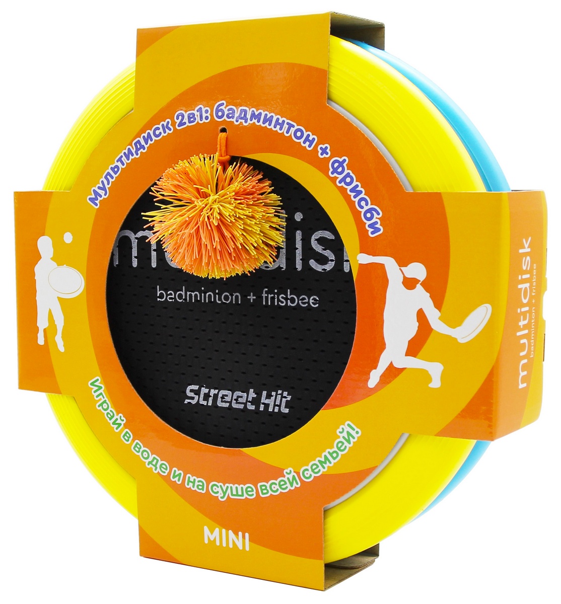 

Игра Мультидиск "Street Hit" Премиум Mini (Бадминтон+Фрисби), 30 см, желто-синий, Mini