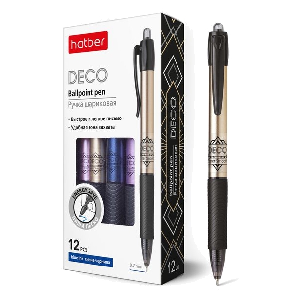 

Ручка шариковая "Hatber. Deco", синяя, 0,7 мм